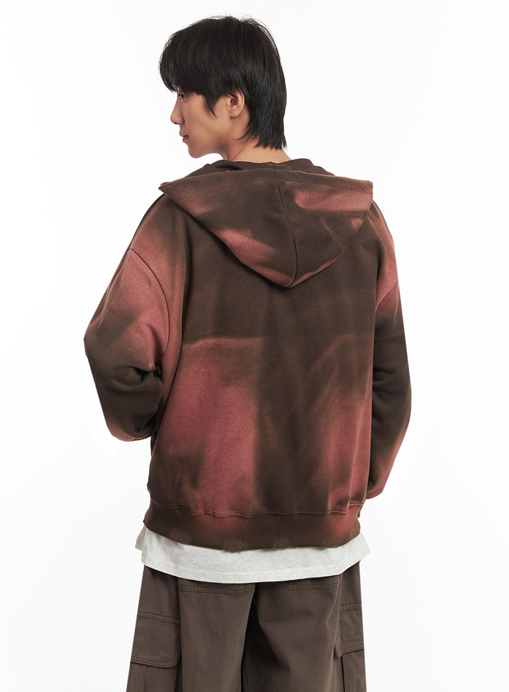 Men's Graphic Dye Washed Hooded Jacket IA510