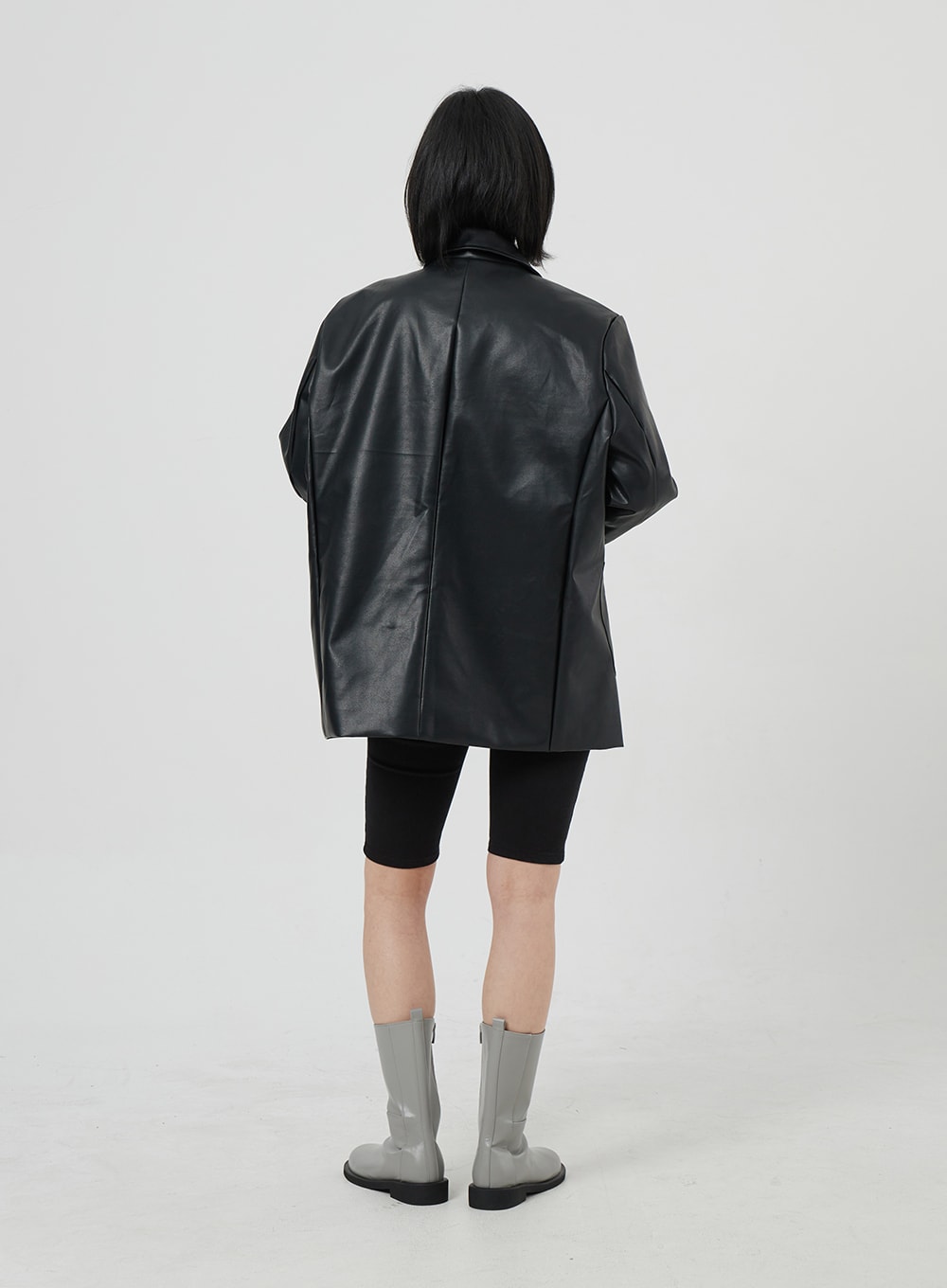 Faux Leather Oversized Jacket OM306