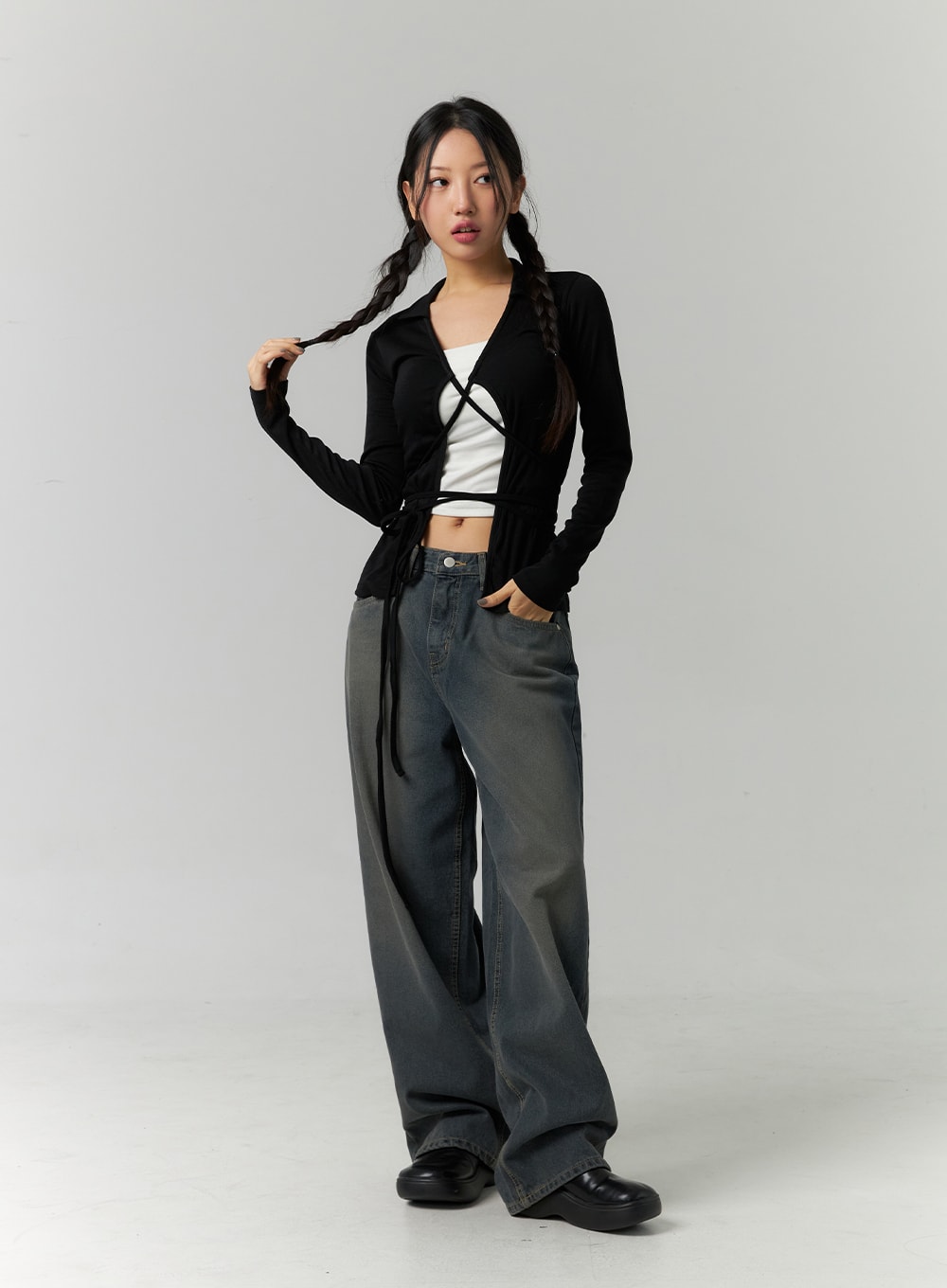 Wide Fit Washed Jeans CN324