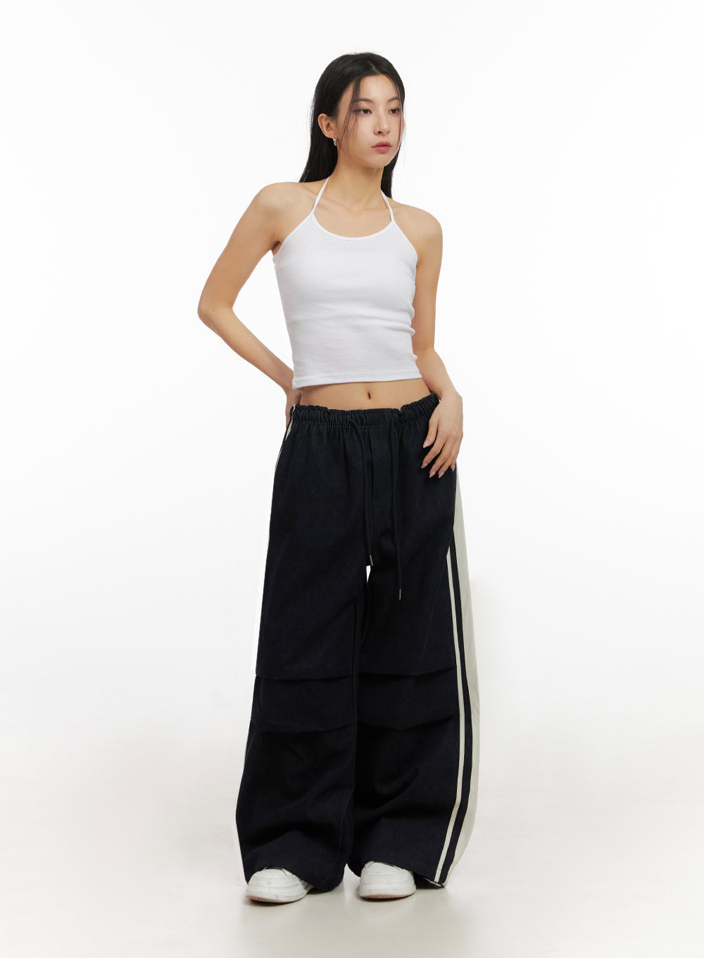 Striped Trackpants with Adjustable Waist IJ503