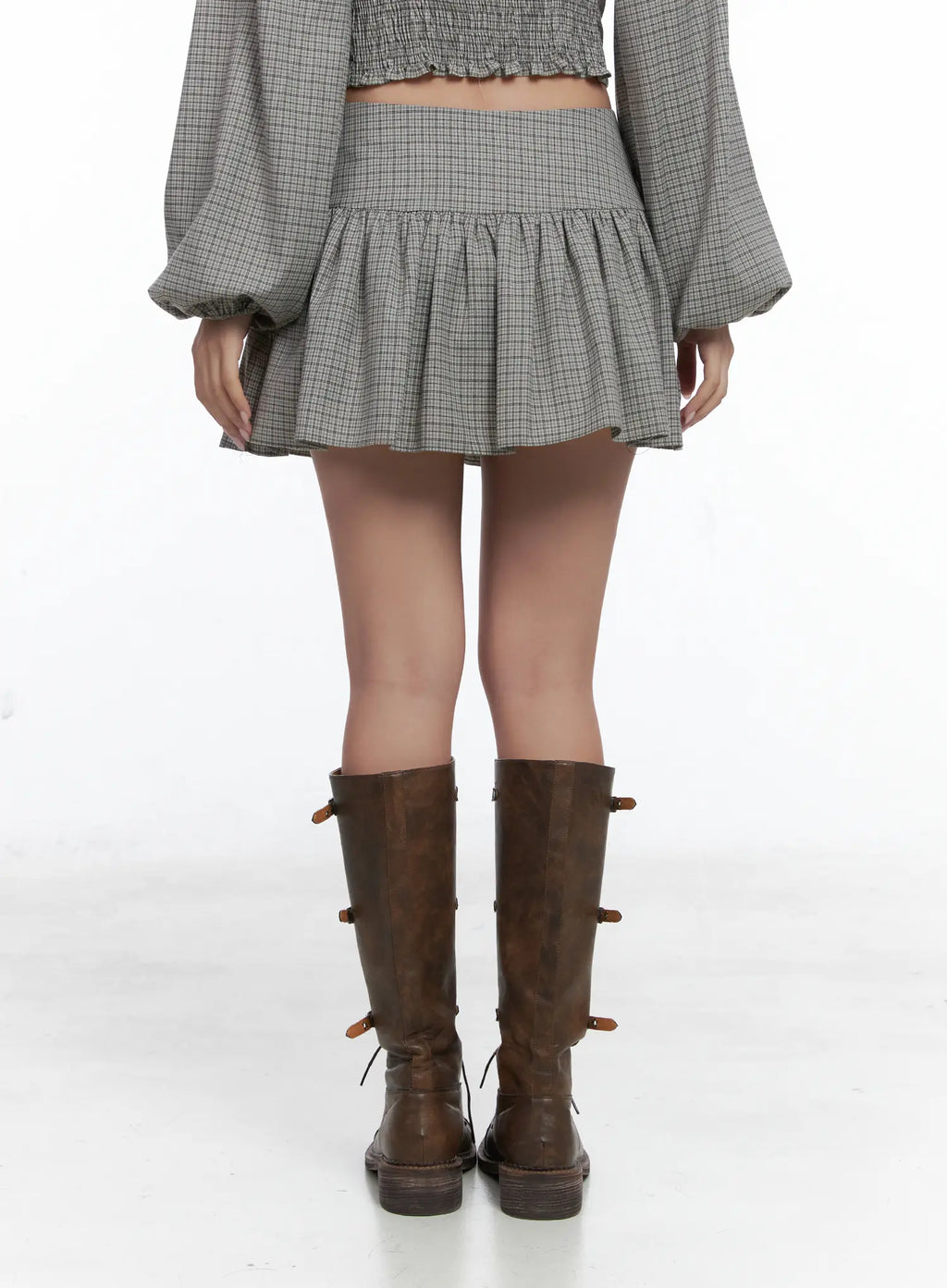 Gingham Flounce Mini Skirt CS503
