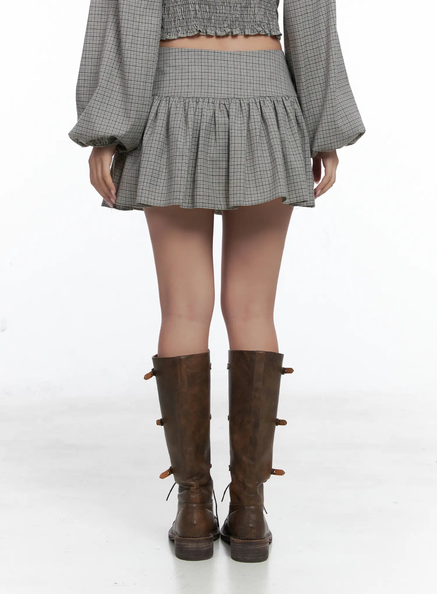 Gingham Flounce Mini Skirt CS503