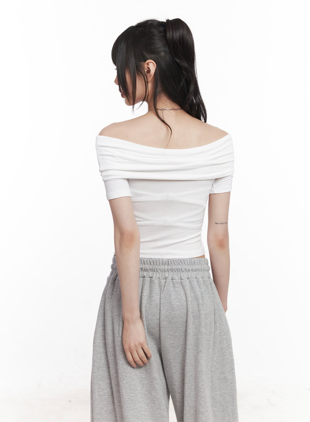Off-Shoulder Asymmetric Crop Top CY521