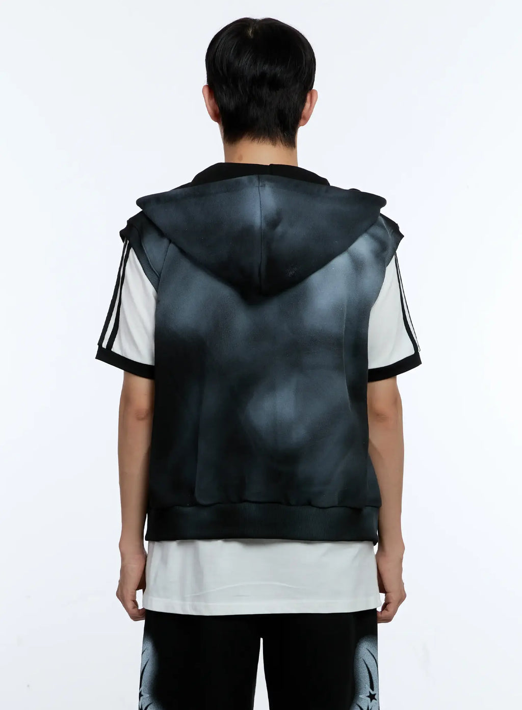 Men's Grunge Tie-Dye Sleeveless Hoodie IG515