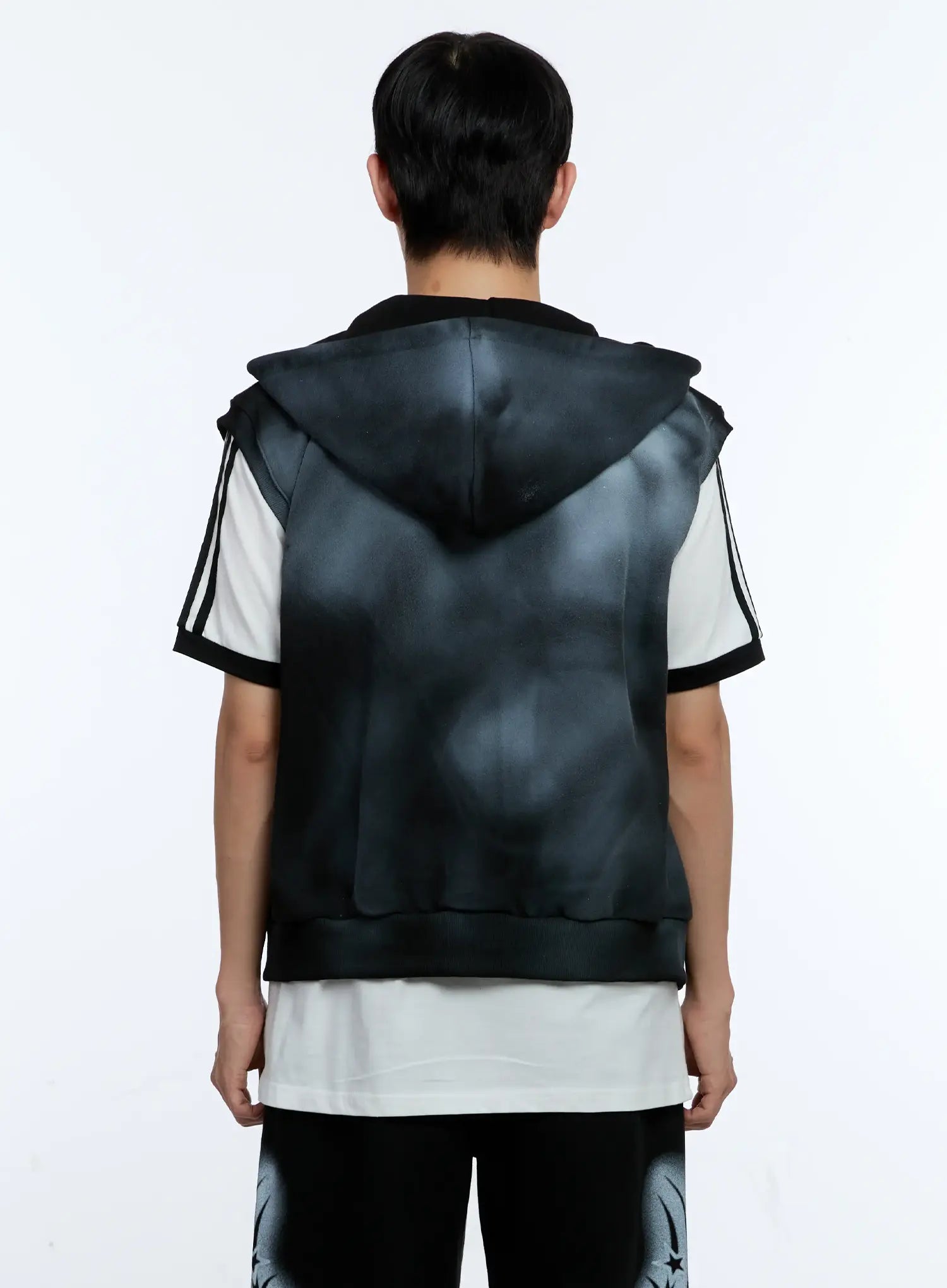 Men's Grunge Tie-Dye Sleeveless Hoodie IG515