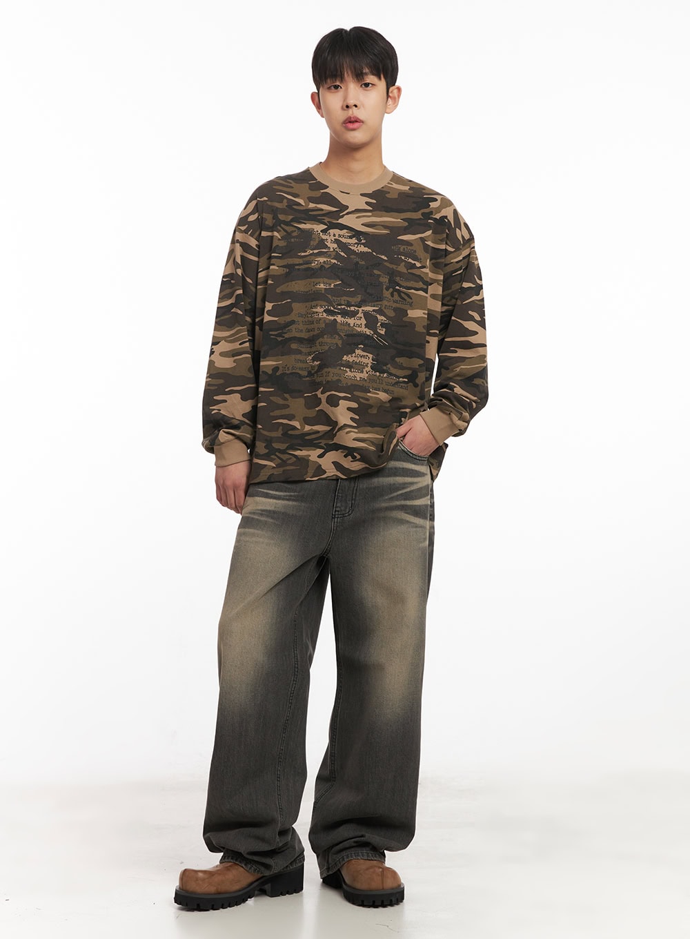 Men's Vintage Washed Wide-Leg Jeans IM514