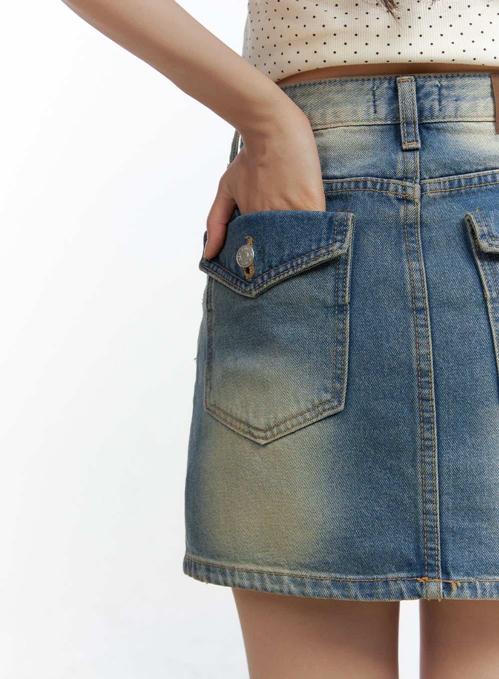 Washed Denim Mini Skirt CL410