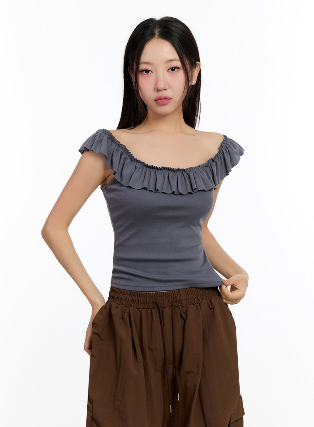 Slim-Fit Frill Tank Top IU509