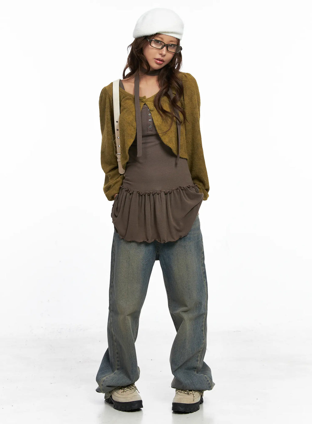 Ruffled Tank Top and Scarf Set CO513