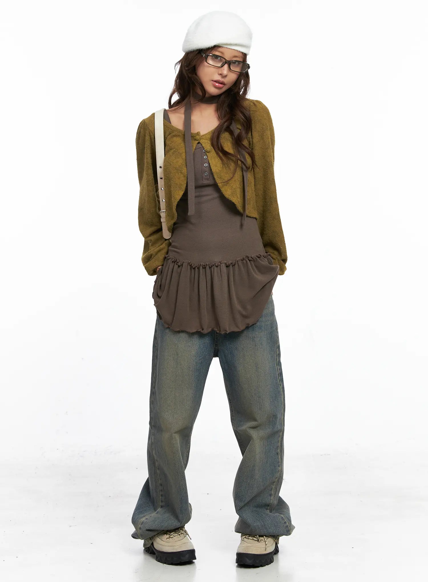 Ruffled Tank Top and Scarf Set CO513