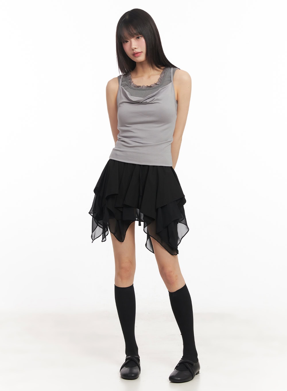 Slim-Fit Layered Lace Tank Top CA523