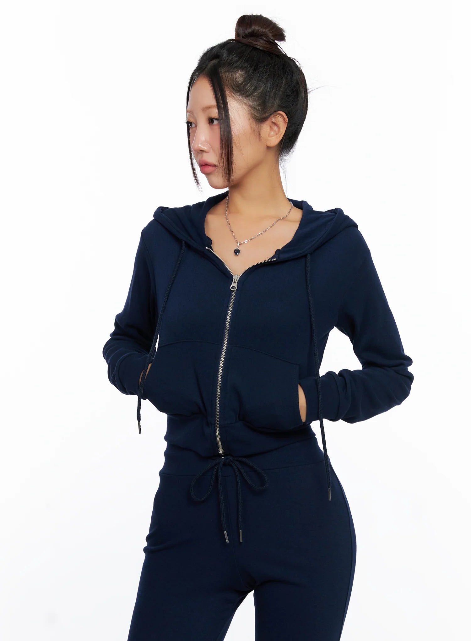 Slim Fit Cropped Zip-Up Hoodie CO515