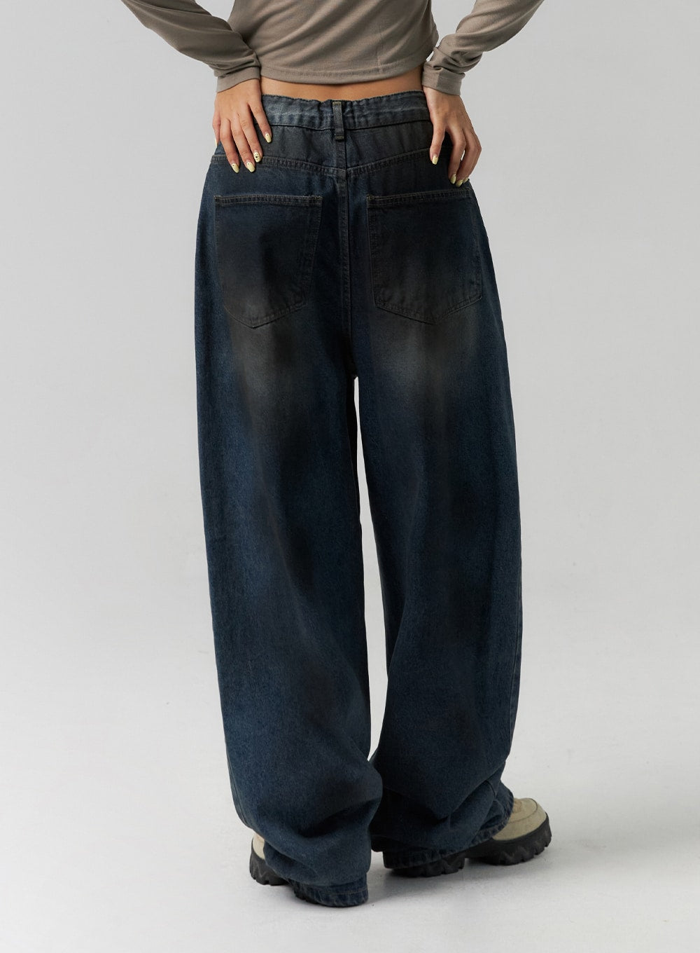 Tie-Dye Washed Wide Leg Jeans CS320