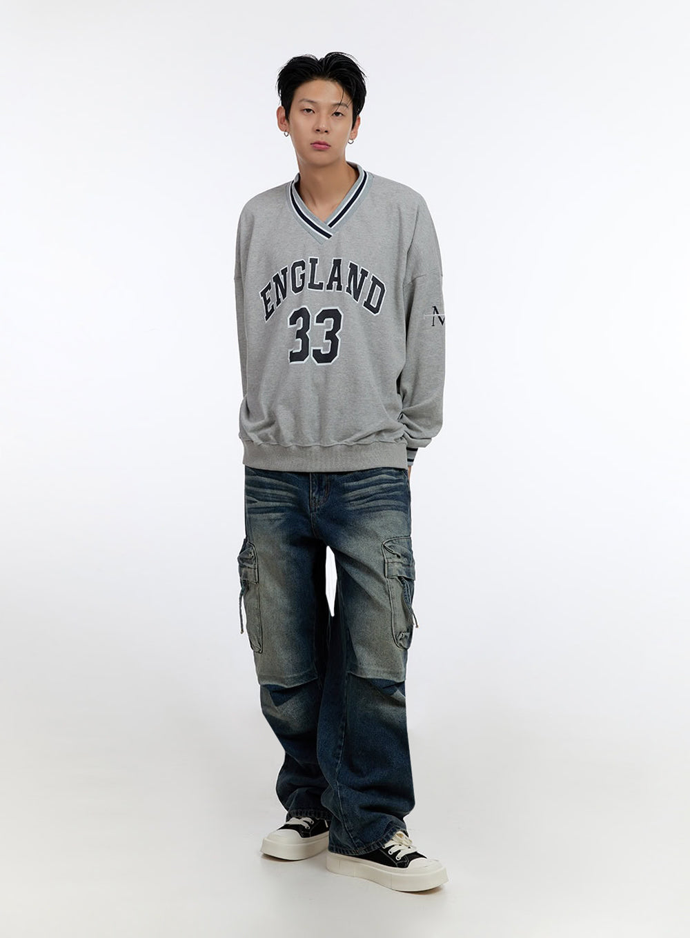 Men's Jersey Print V-Neck Sweatshirt IO428