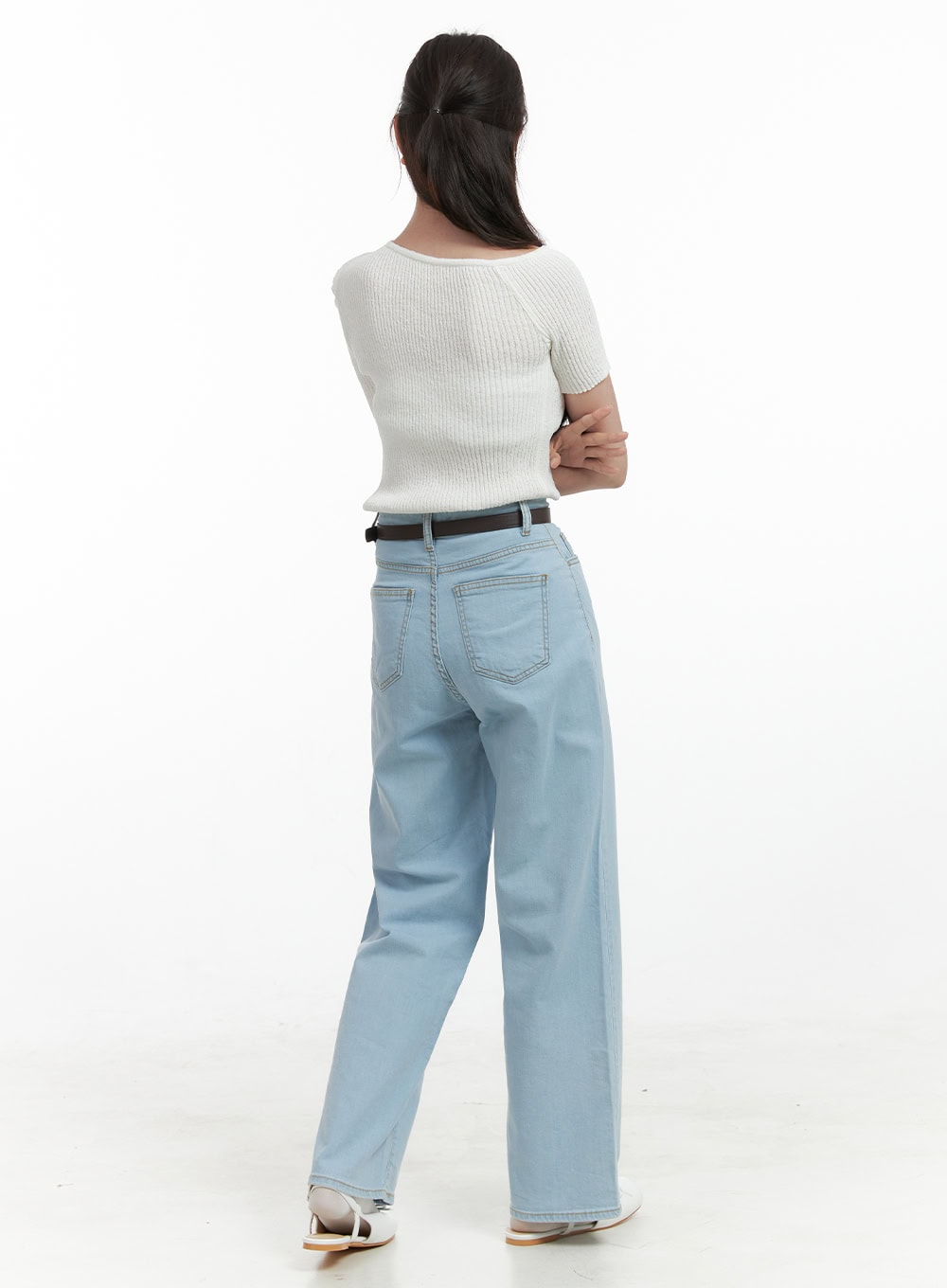 Washed Low Rise Loose Straight Jeans OL416