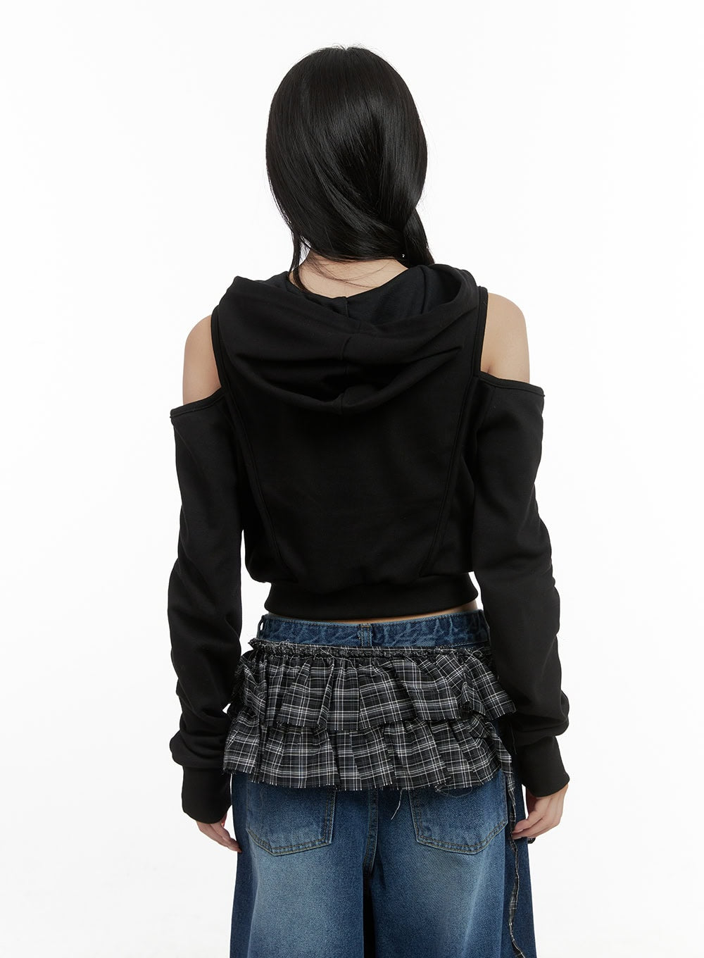 Zip-up Cut Out Crop Hoodie CS419