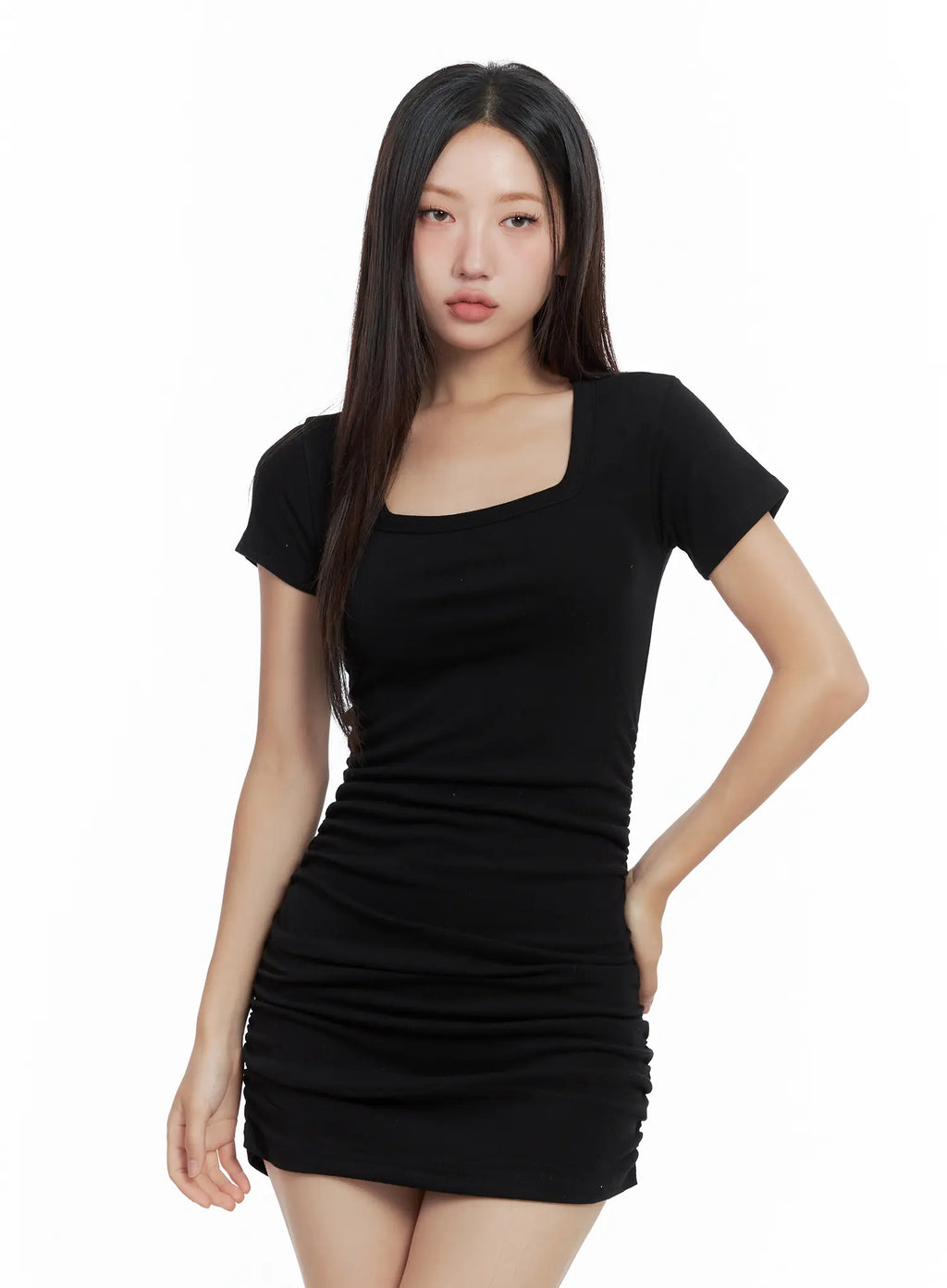 Shirred Square-Neck Mini Dress CL508