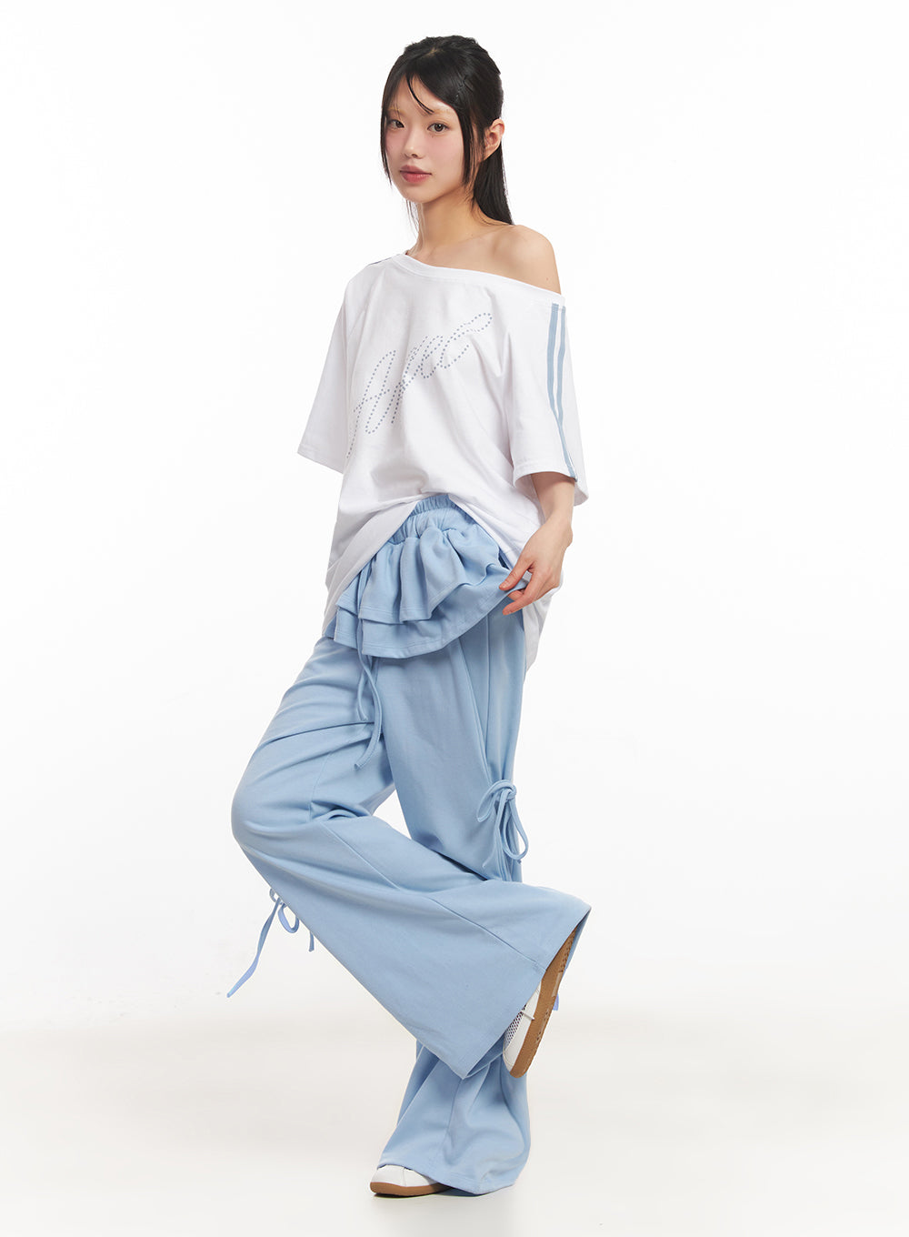 Angel One-Shoulder Stripe T-Shirt IY502