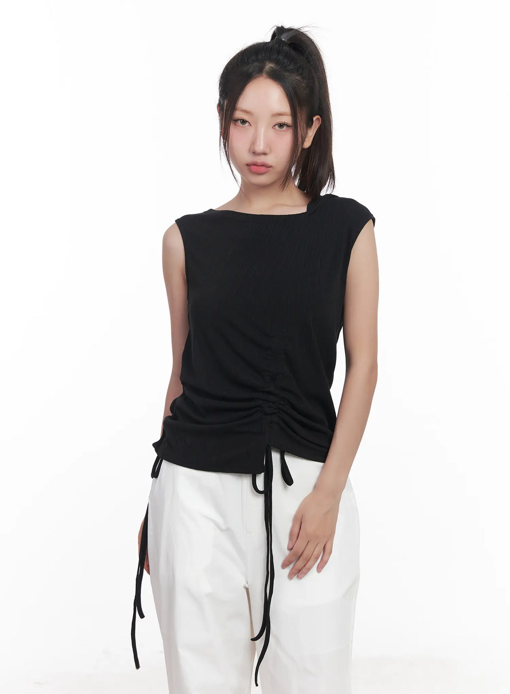 Asymmetric Hooded Sleeveless Top CU517