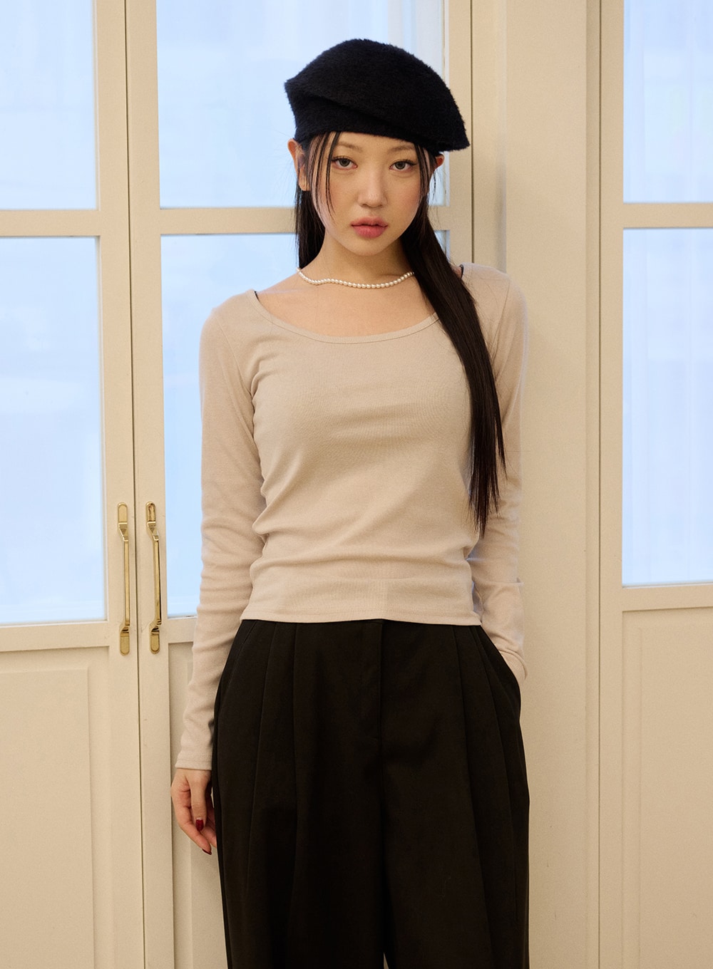Long Sleeve U-Neck Top OD327