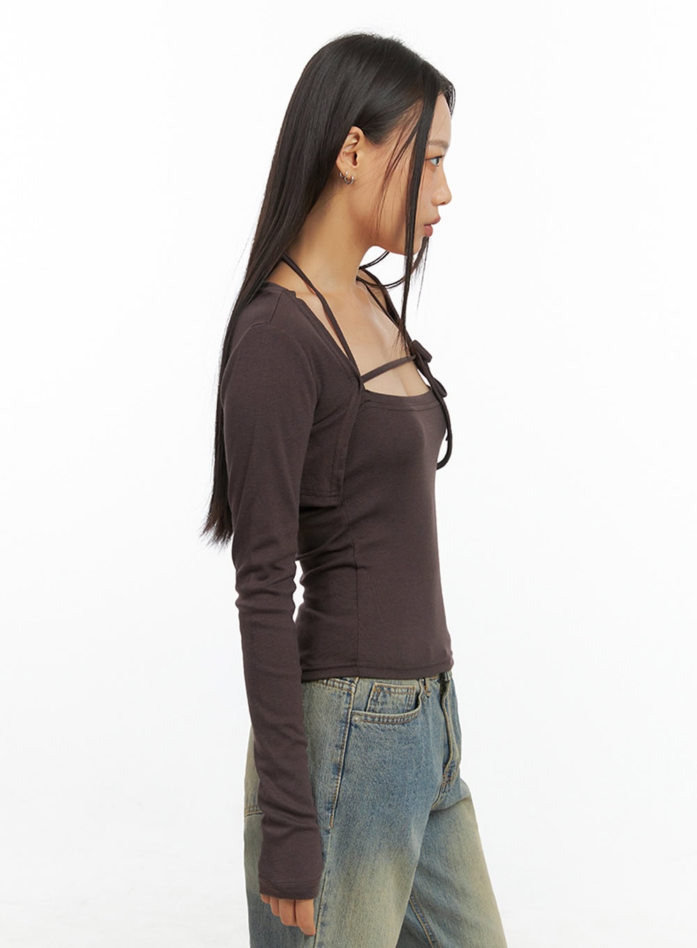 Solid Strap Bolero Cardigan and Cami Set IS427