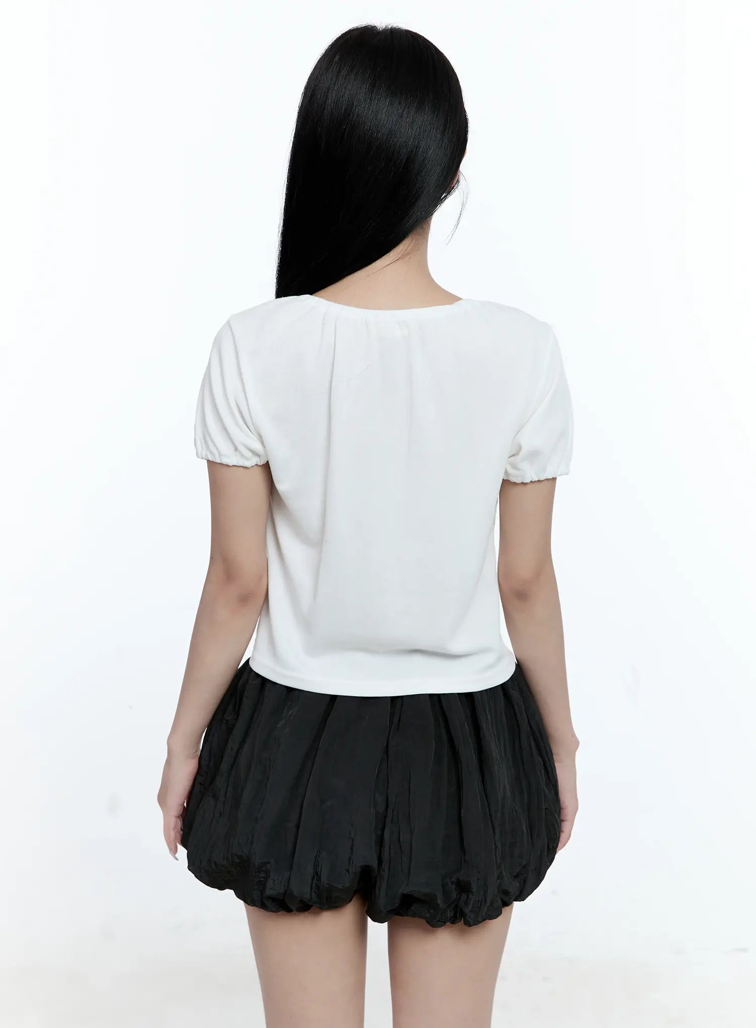 Ribbon Puff-Sleeve Cardigan CG511