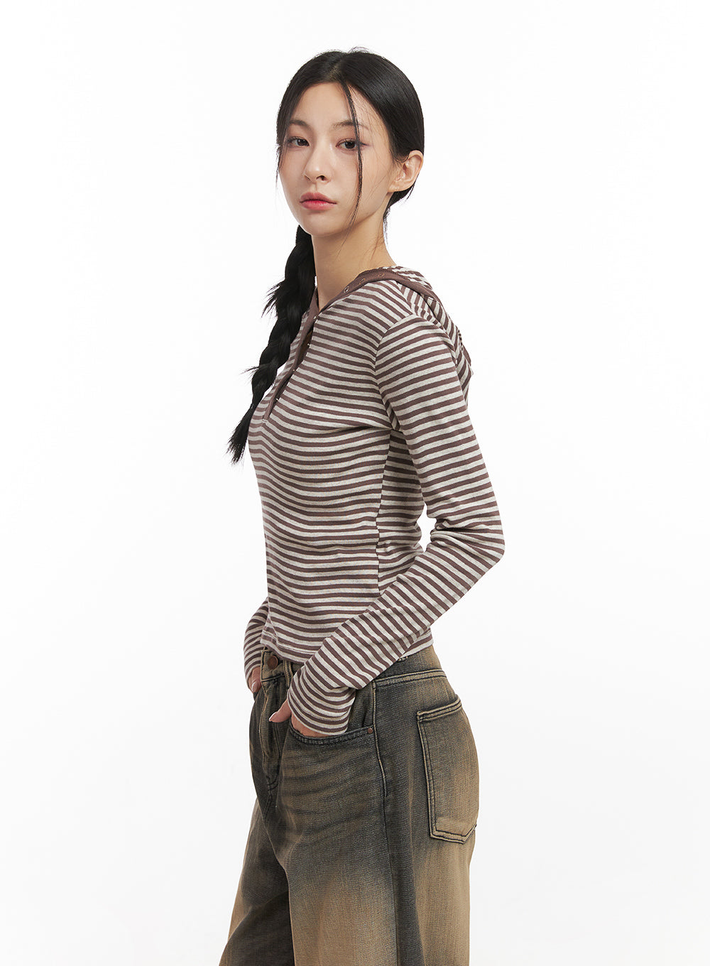 Stripe Hooded Crop Top CN428