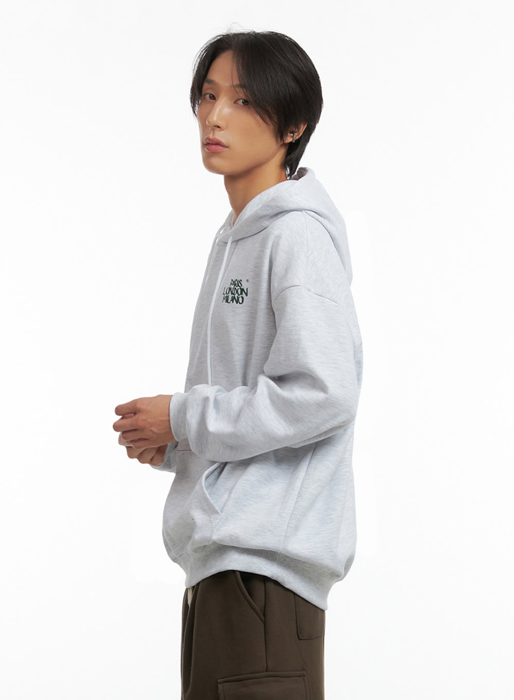 Men's Embroidered Oversized Hoodie (White) IO417
