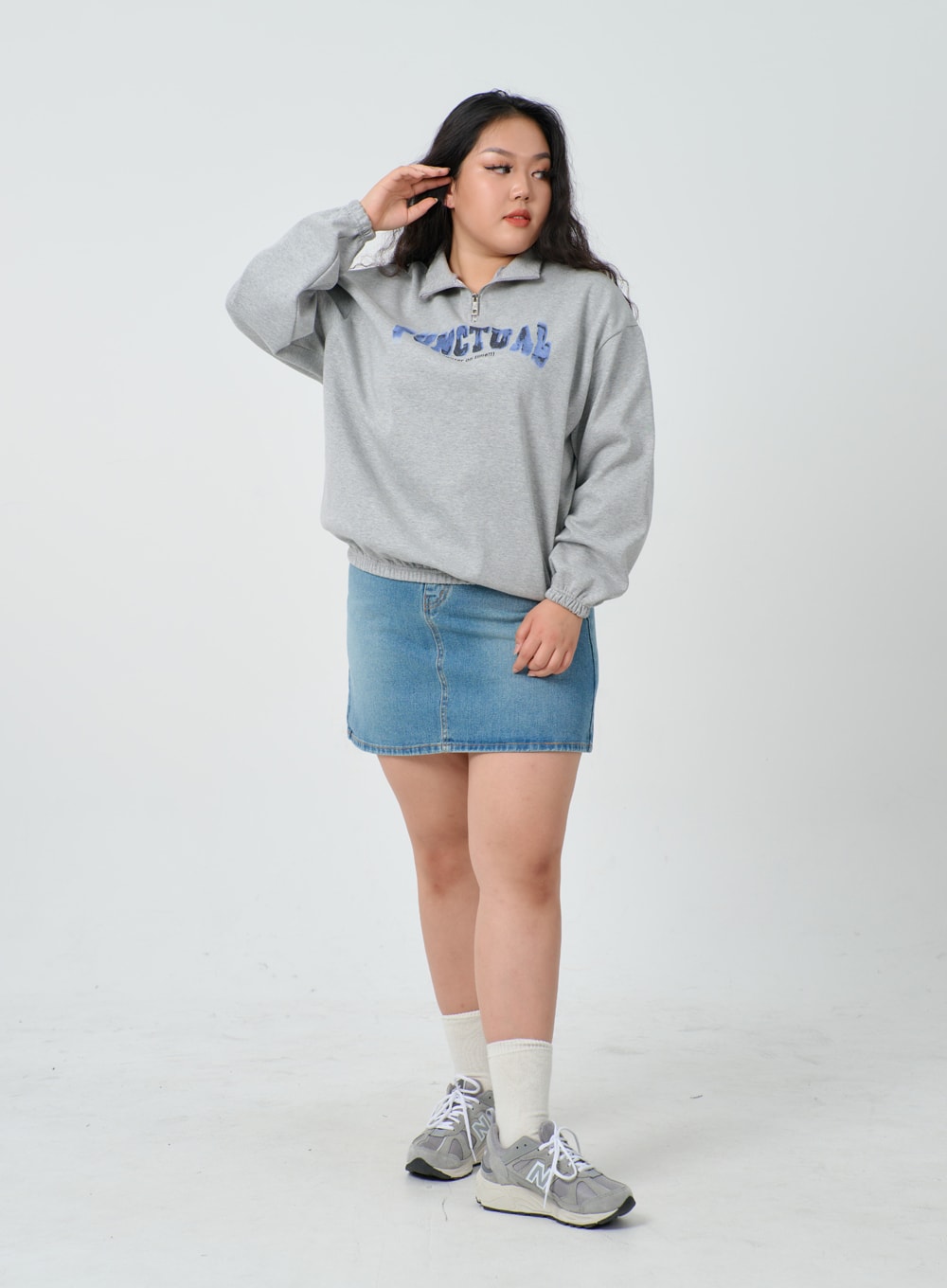 Plus Light Washed Mini Denim Skirt ID27