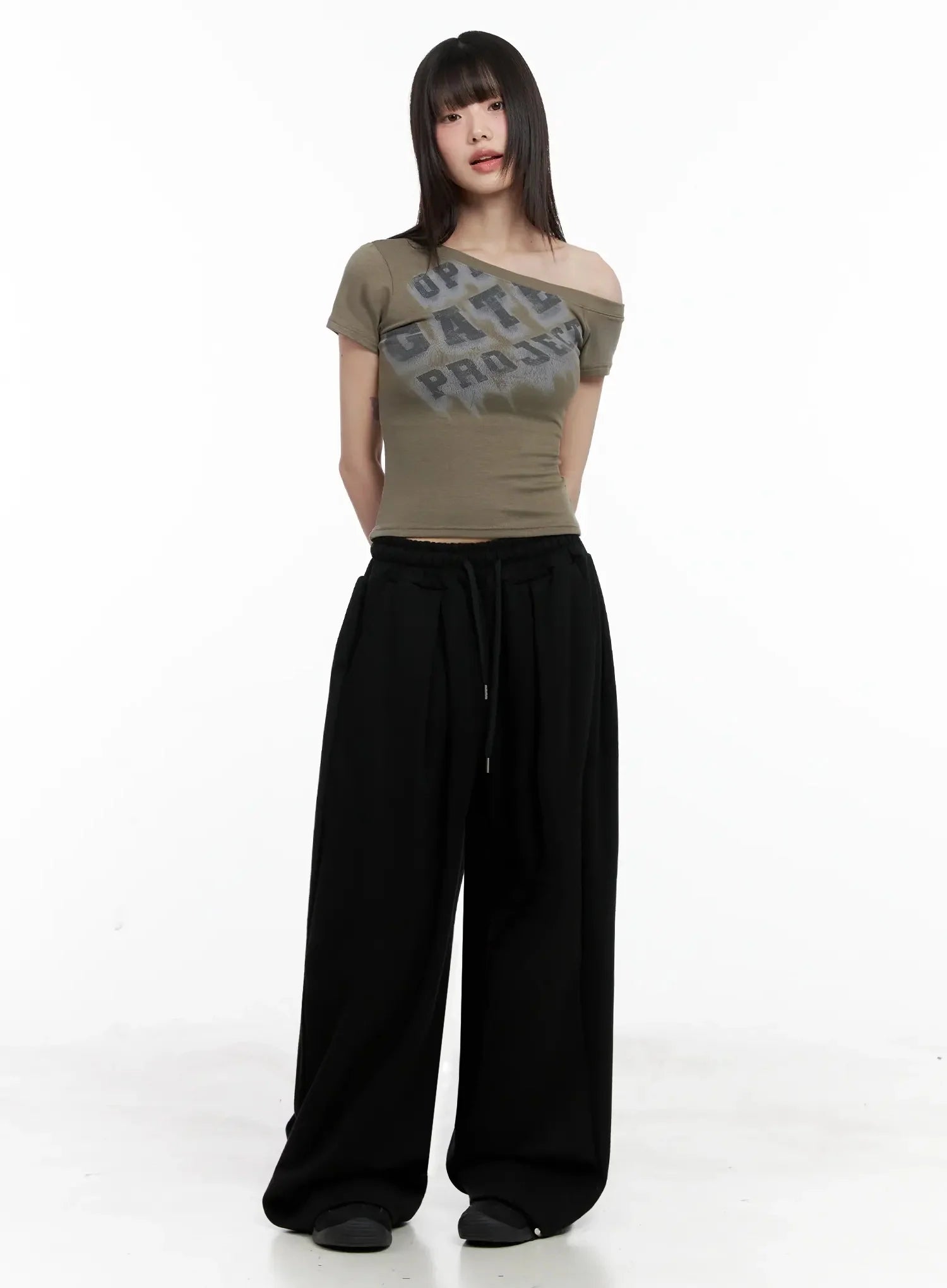 Wide-Leg Drawstring Sweatpants IL528