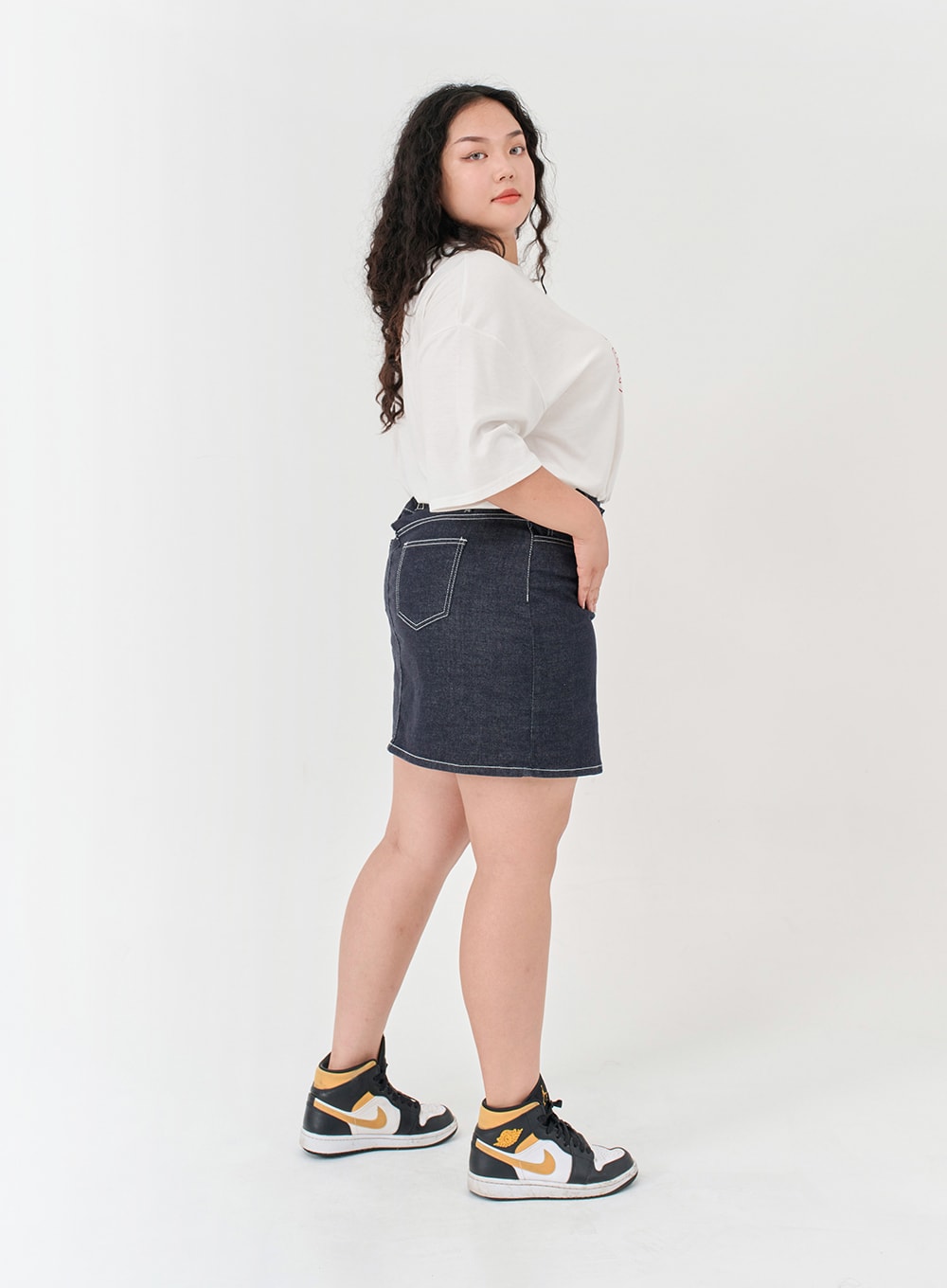 Plus Stitch Span Denim Skort IG09