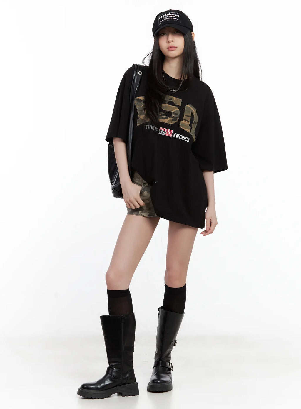 Distressed Camo Oversized Tee CU530