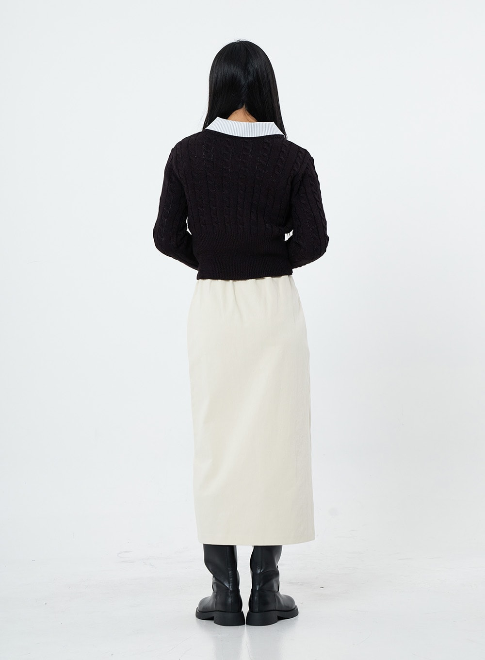 Round Neck Twist Crop Long Sleeve Knit OS26