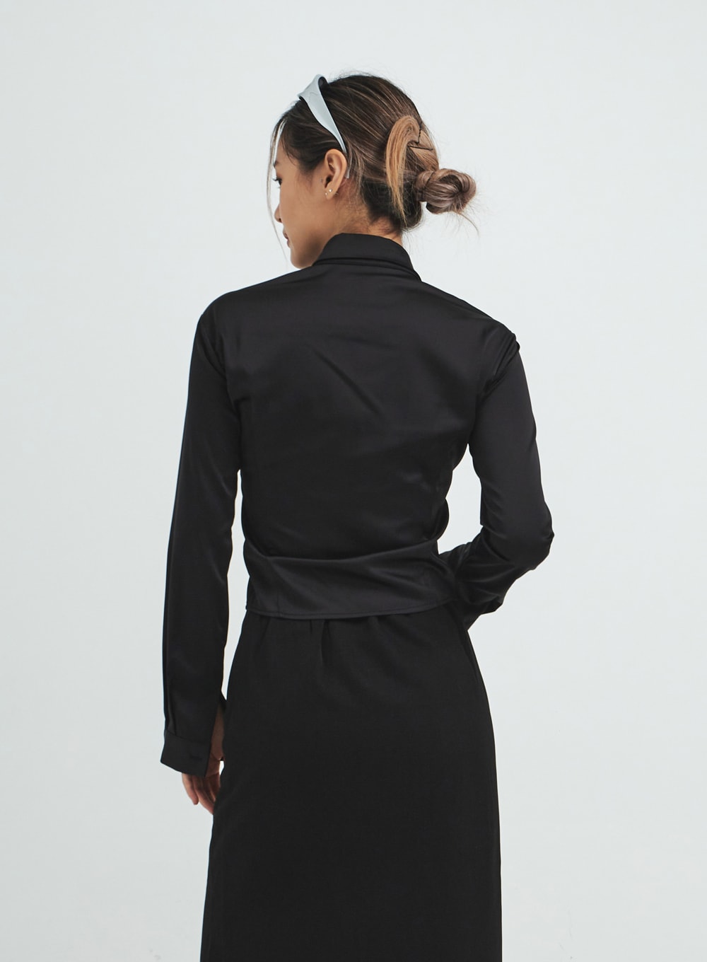 Navy Satin Line Shirt CS14