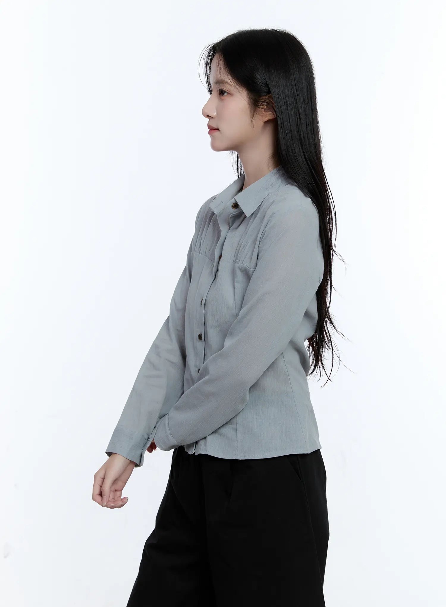 Collared Shirred Blouse CG513