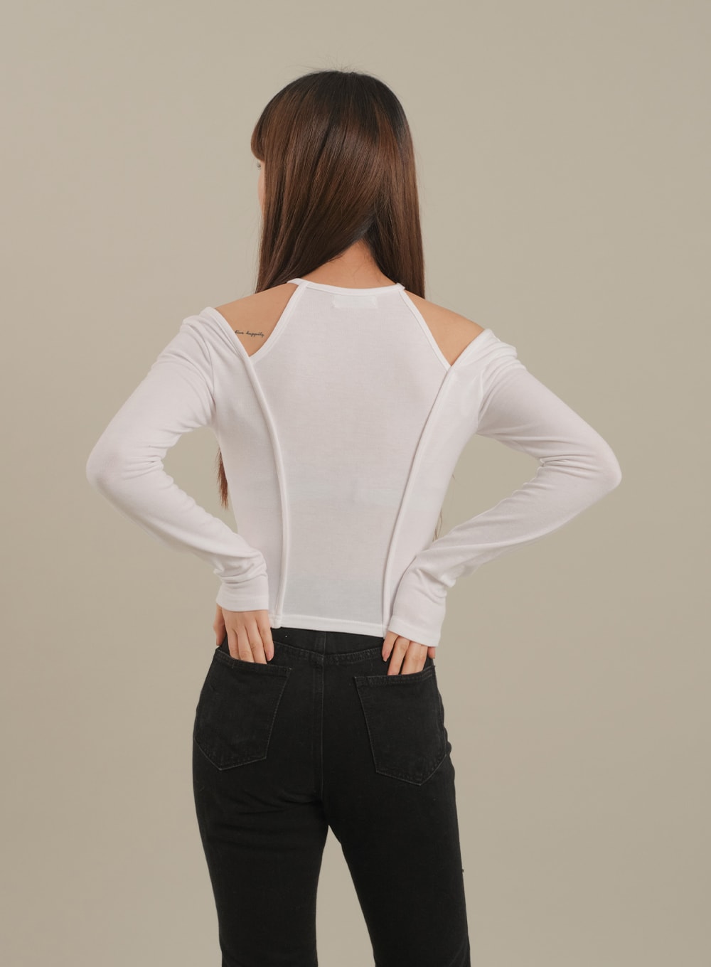 Cut Out Halter neck Long Sleeve T Shirt