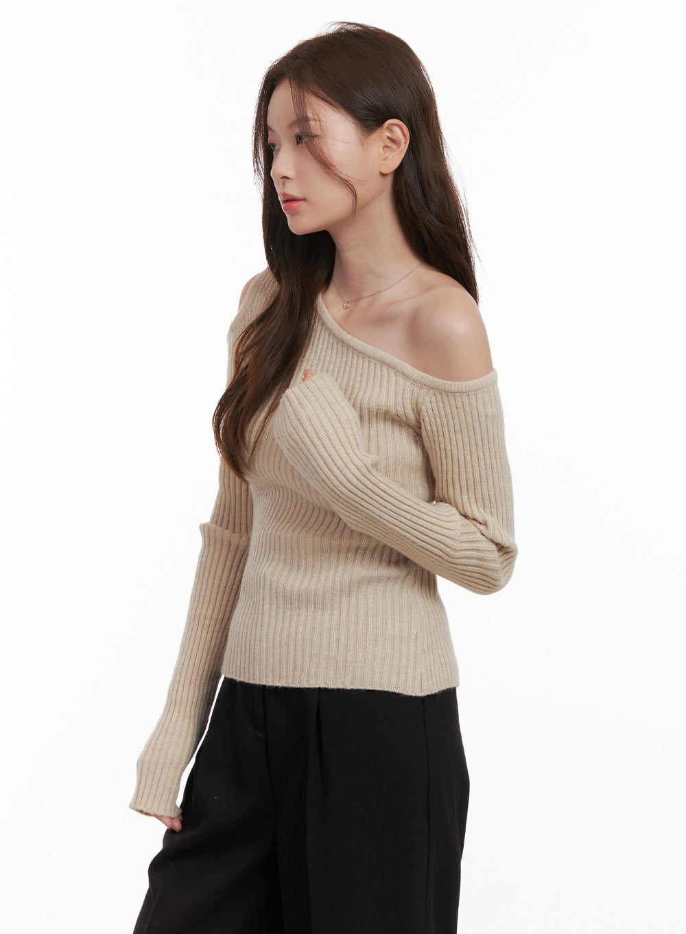 Unbalanced Cut Out One Shoulder Sweater OD403