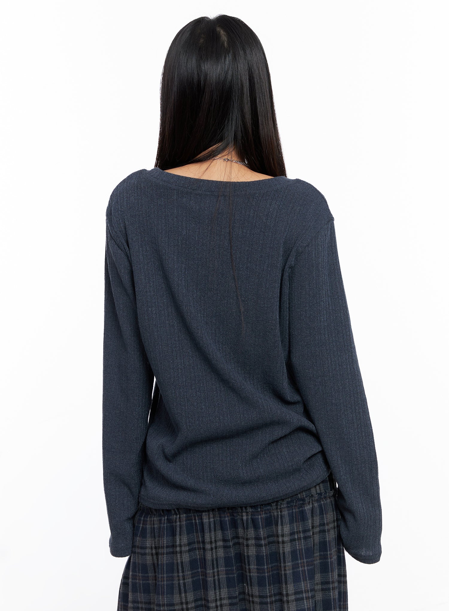 Oversized Ribbed Knit Long Sleeve Top CO515
