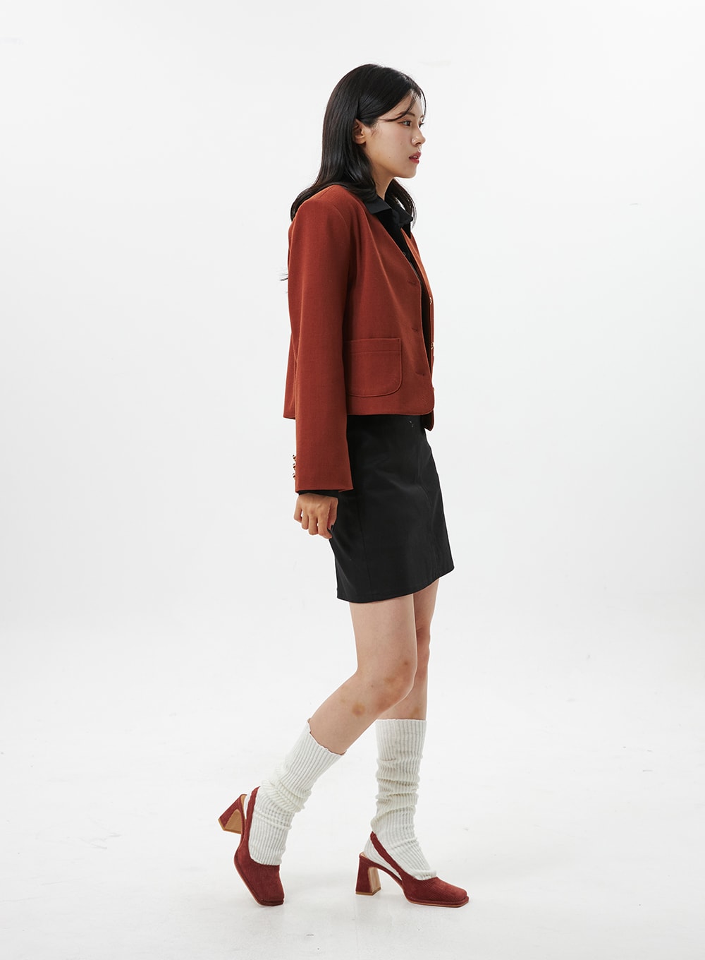 Collarless Crop Blazer Jacket OO312