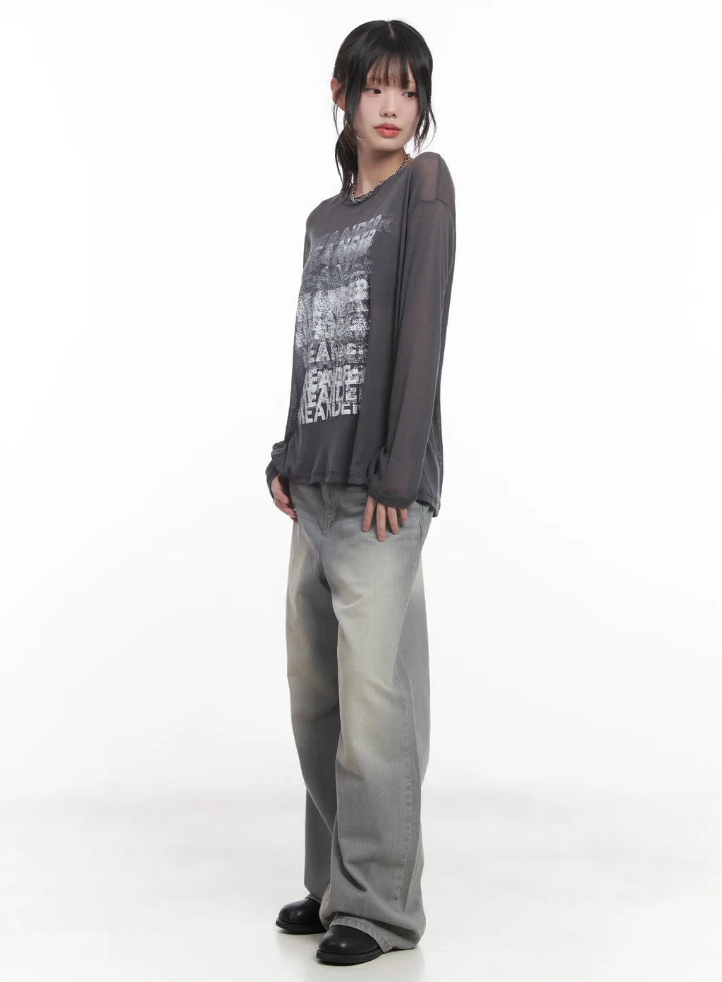 Sheer Graphic Long-Sleeve Shirt  CU520