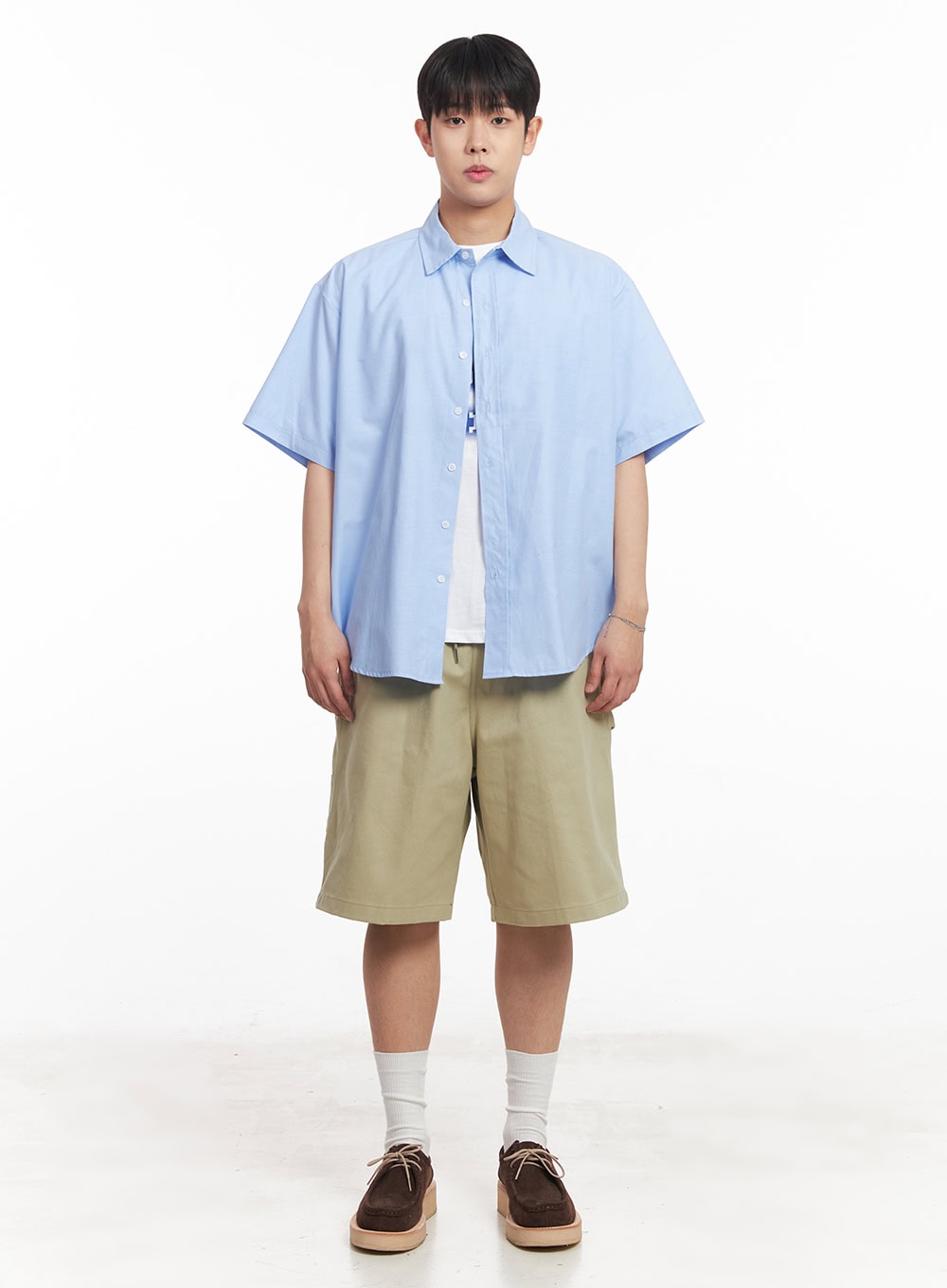 Men's Oversized Collared Short Sleeve Shirt IA529
