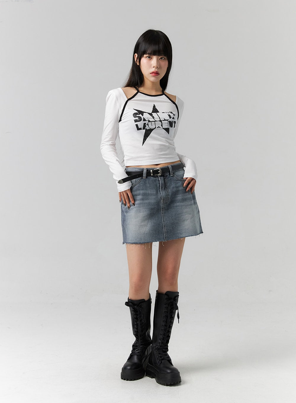 Graphic Cut-Out Crop Top CS314