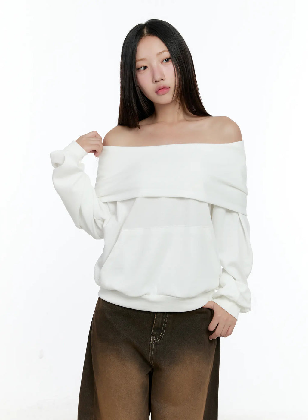 Off-Shoulder Pocket Sweatshirt CS517