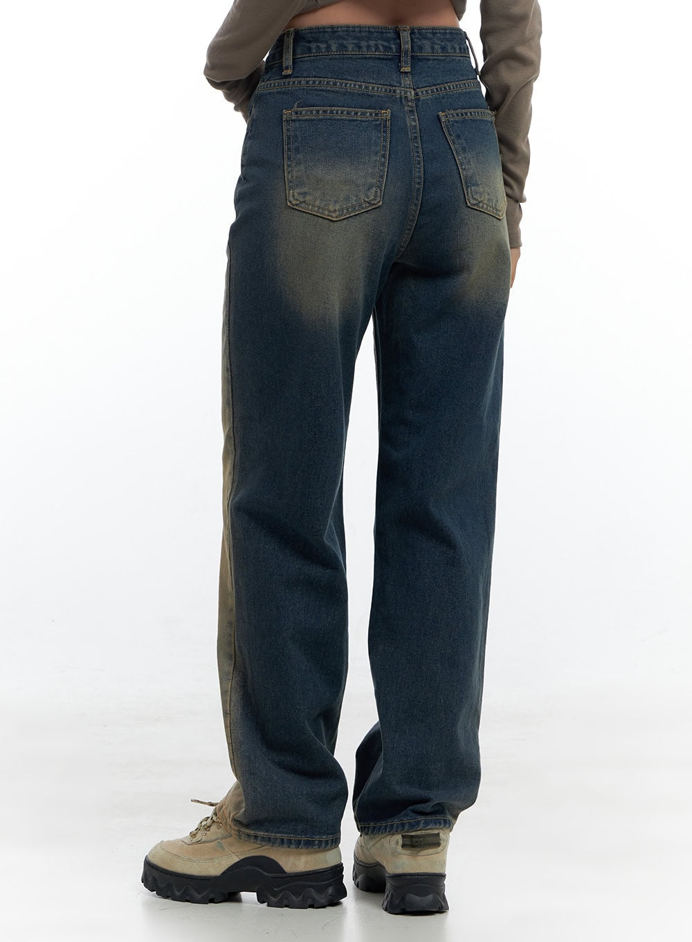 Lark Brown Washed Out Wide Leg Denim CS424