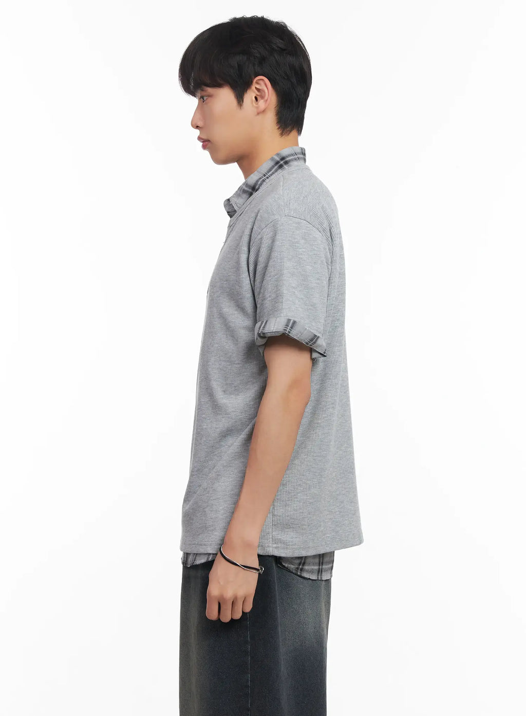 Men's Henley Neck Short-Sleeve Tee IU519