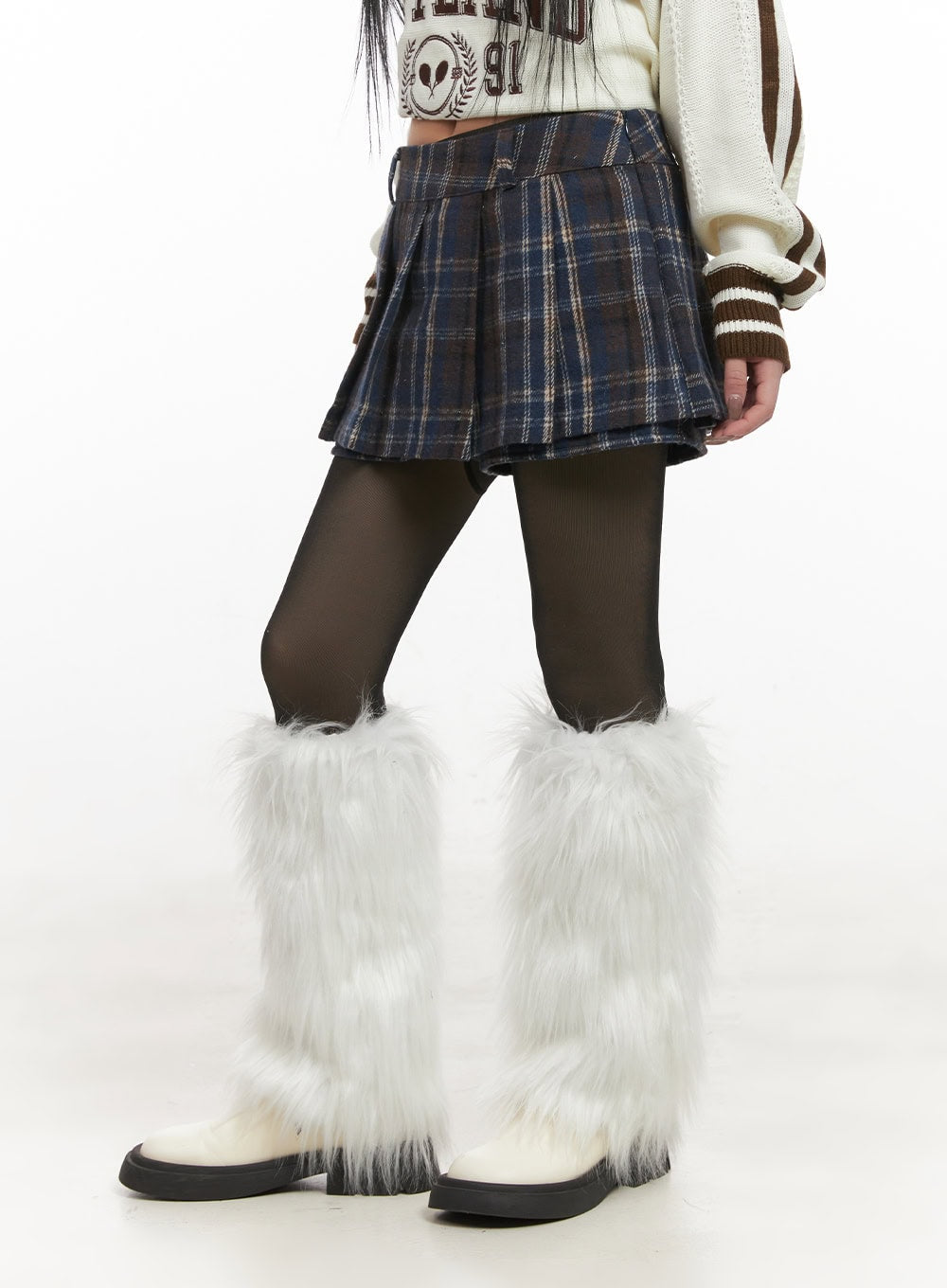 Checkered Winter Pleated Mini Skirt CJ516