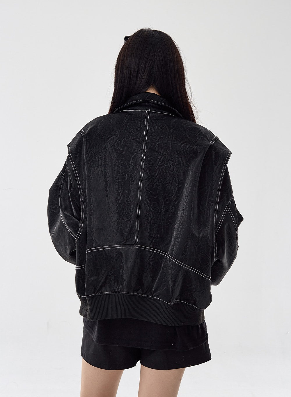 Over Fit Stitch Faux Leather Jacket Unisex CG16