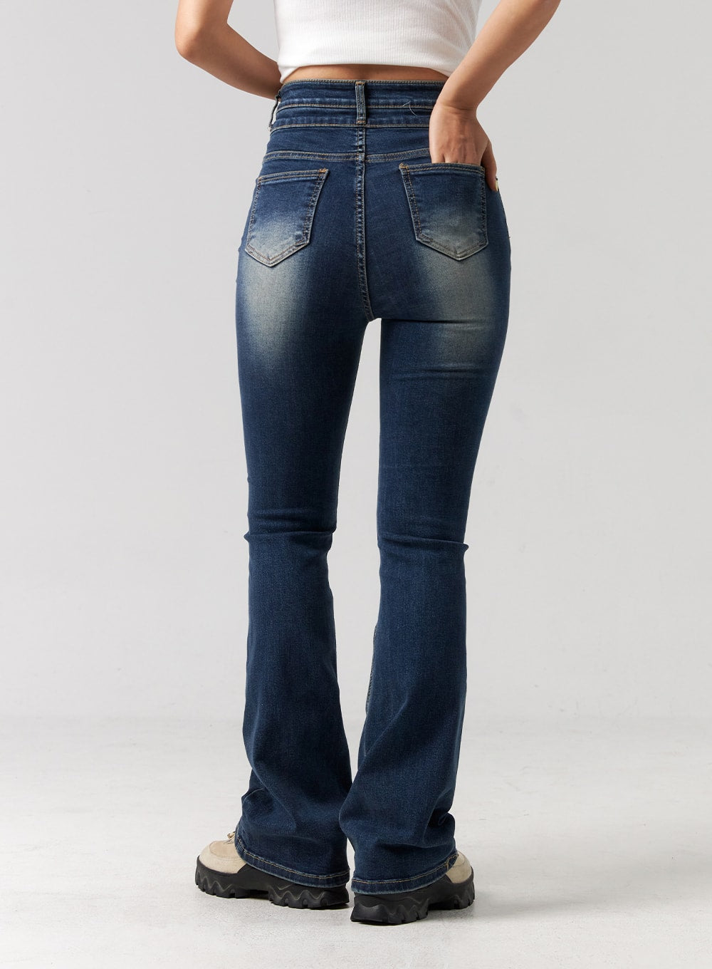 Washed Cotton Bootcut Jeans CG321