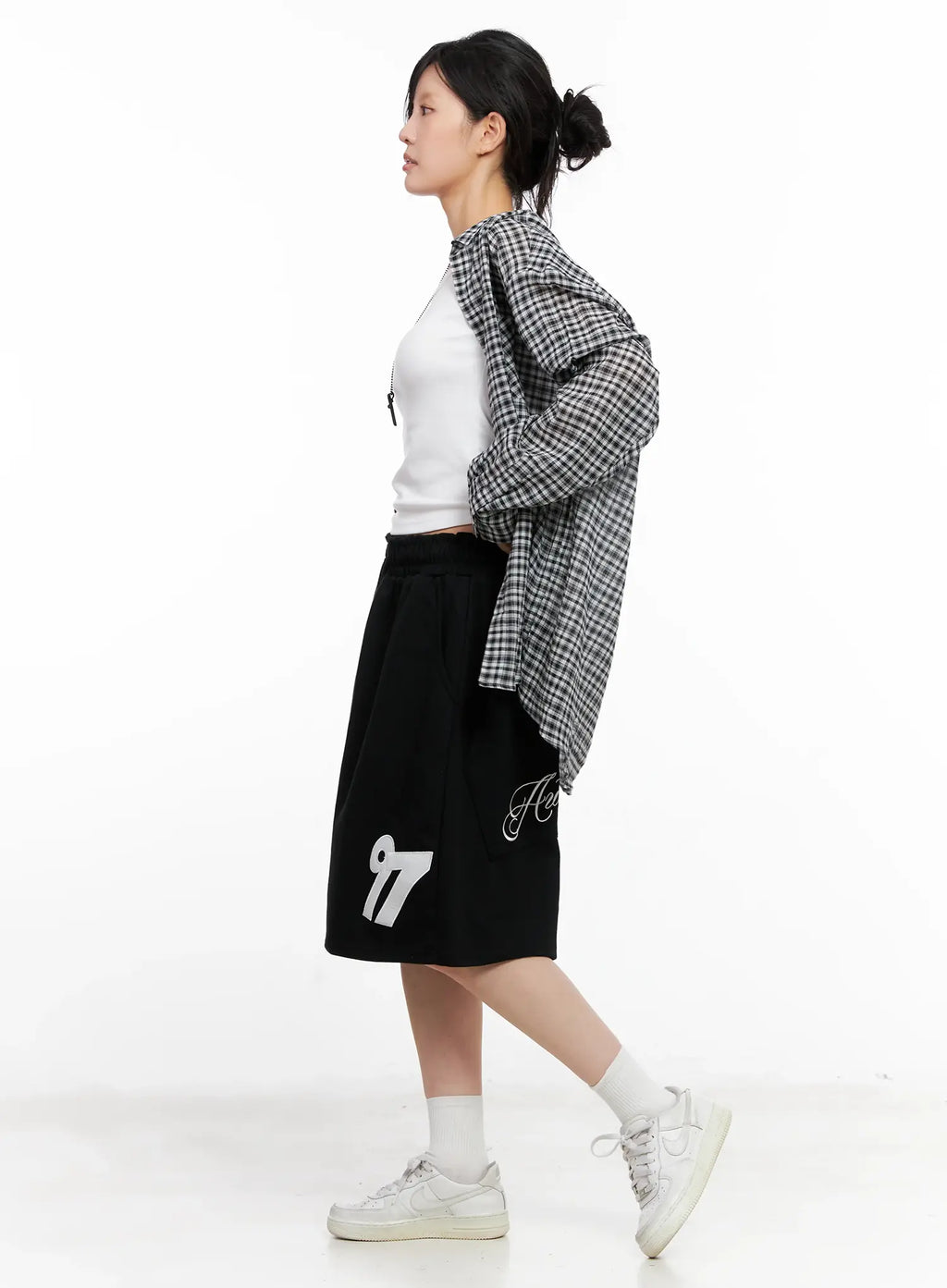 Oversized Plaid Button-Up Shirt CL528