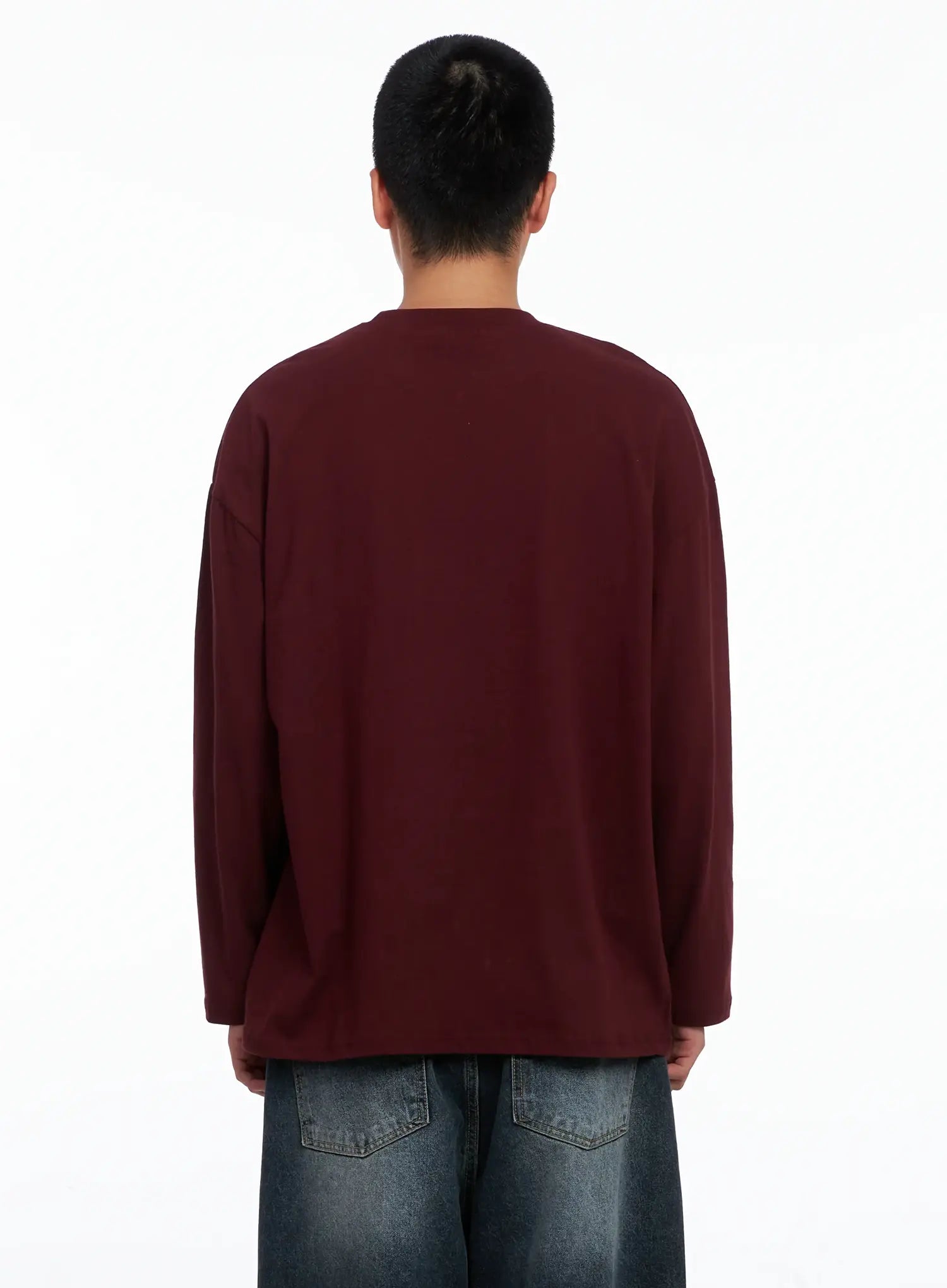 Men's Retro Print Oversized Long Sleeve Shirt IS509